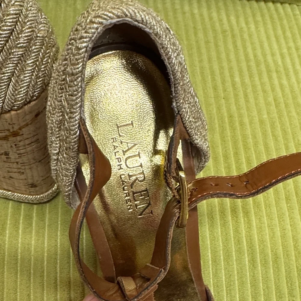 Ralph Lauren Brown & gold Wedge Sandals